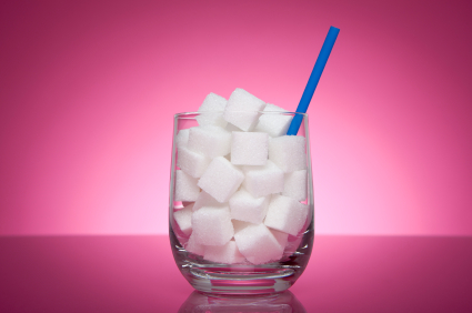 soda sugar cubes in glass