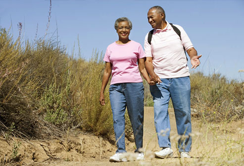 Couple walking on beach